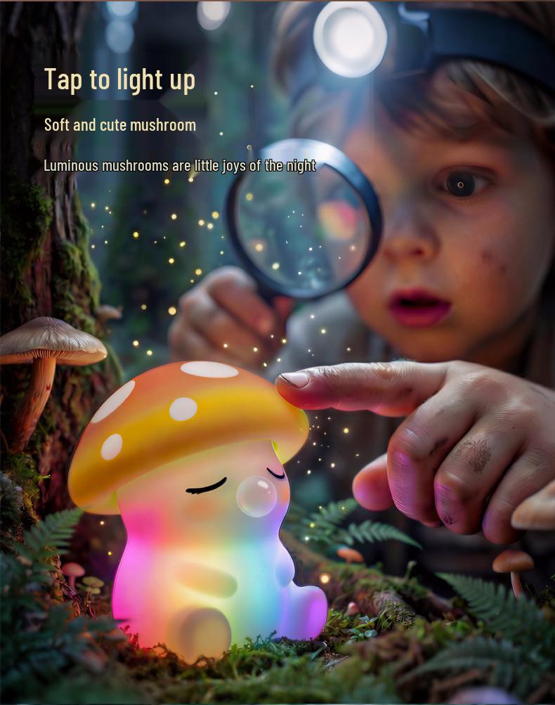 USB Rechargeable Silicone Mushroom Night Light for Kids