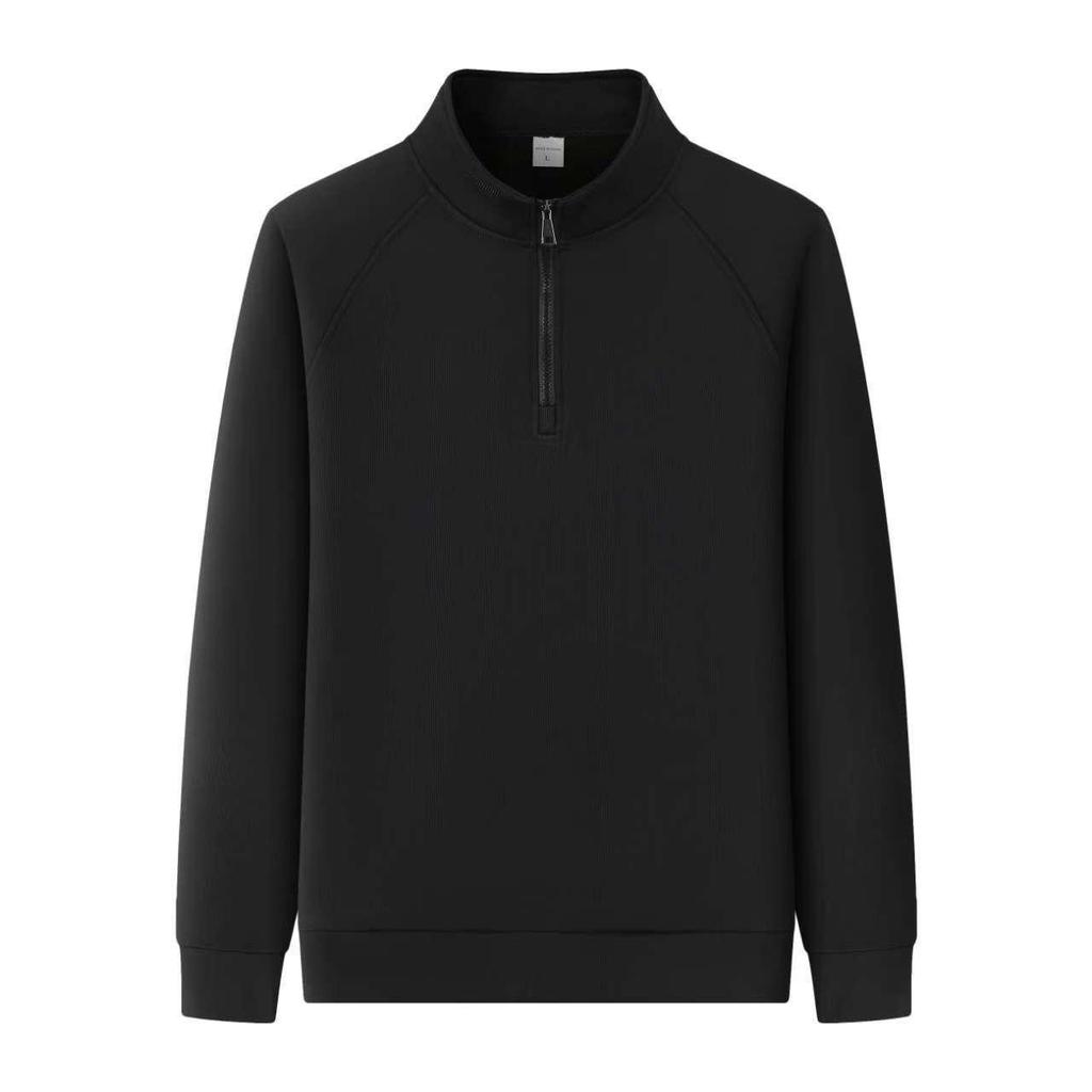 2025 Men's Trendy Zipper Stand Collar Sweatshirt - Spring/Autumn Solid Color