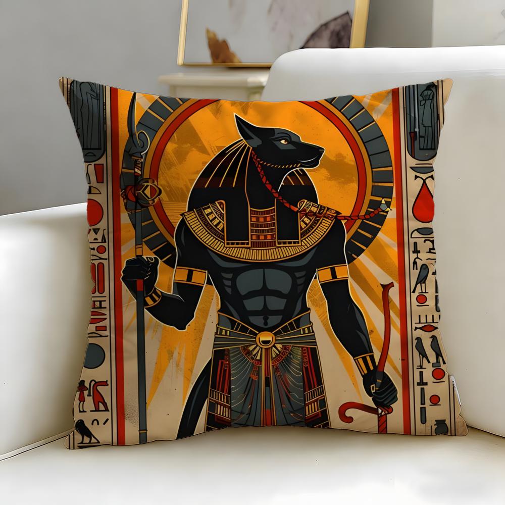 classic myth theme Anubis Cushion Cover Soft & Easy-Wash Pillow Case – Versatile for Couch, Bed, Travel and Office