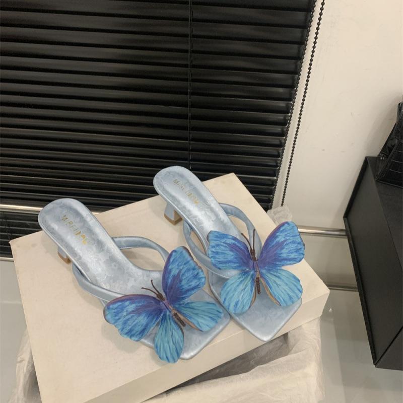 2025 Butterfly High Heel Sandals Black Green Pink Blue