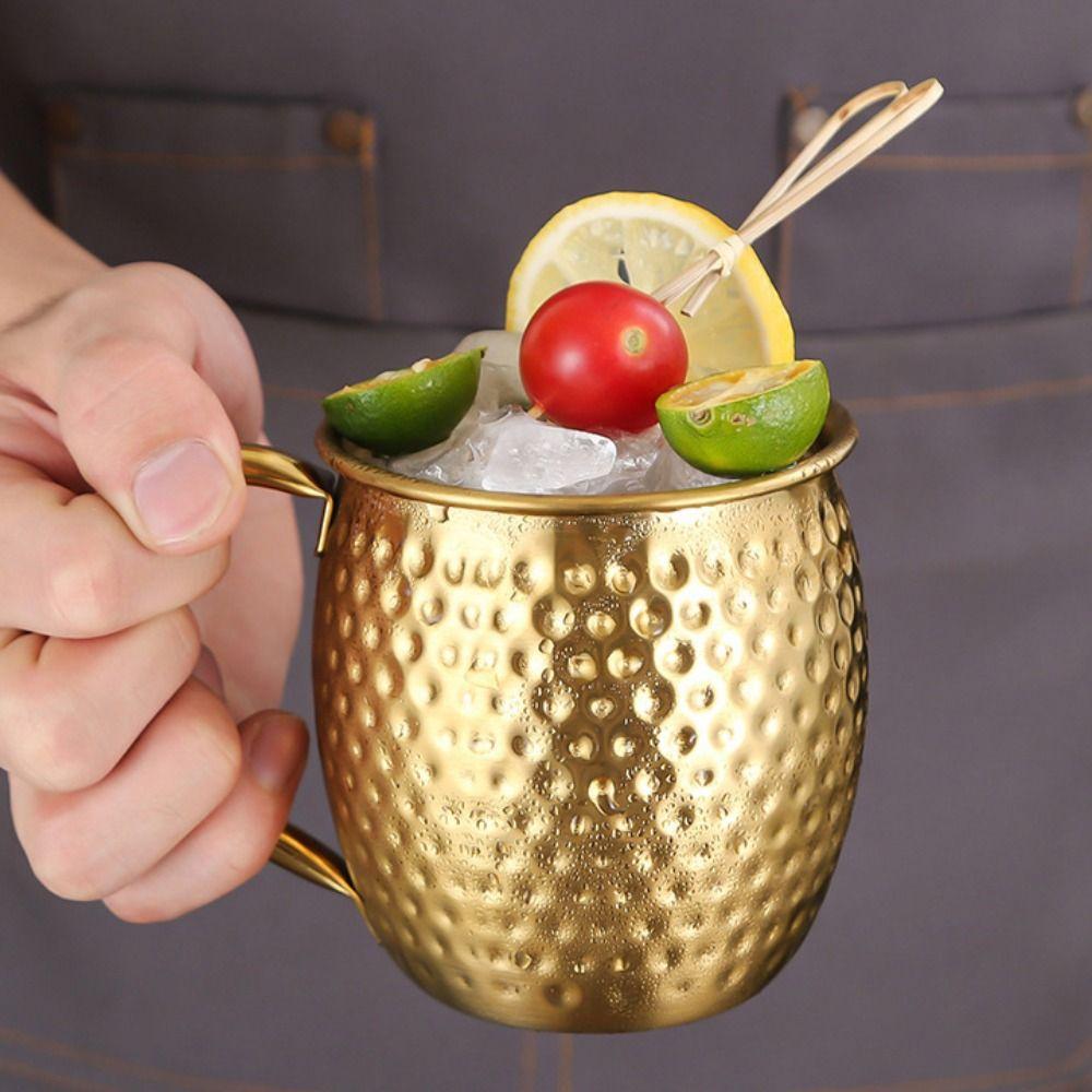 520ml Moscow Mule Becher Hammerschlagmuster Bierkrug Robuster Edelstahlbecher Bar