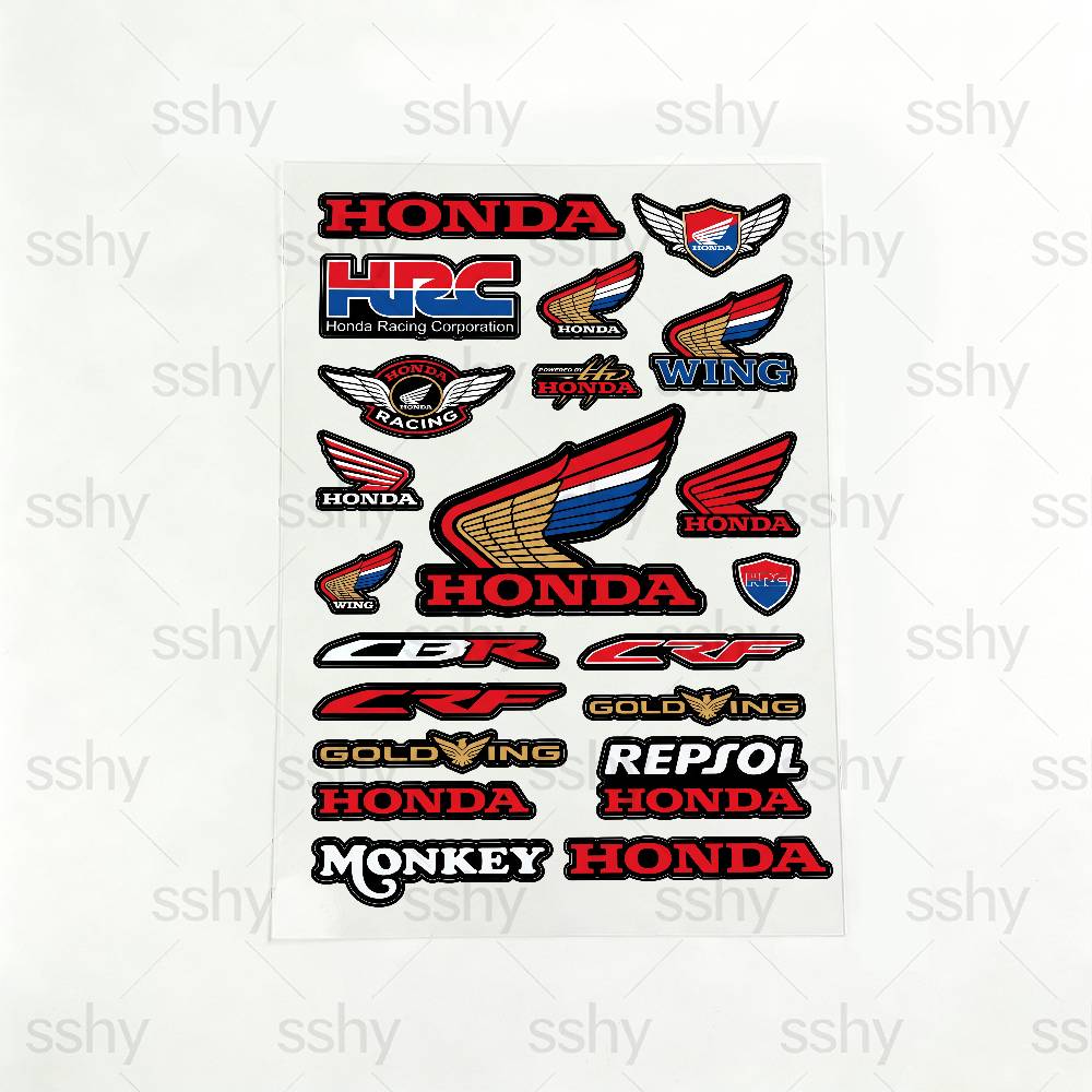 AAAKC1 For Honda Reflective Motorcycle Stickers Waterproof Vinyl Decals for Motorbike Helmet Fuel Tank Bike 20x30cm