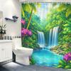 Polyester Douchegordijn met Natuurlandschap Print - Tropisch & Bos Landschap Badkamer Decoratie, Stijlvol Badkuip Afscheidingsgordijn