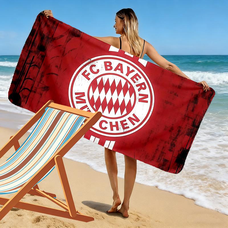 FC Bayern München Print Beach Towel, Large Soft Quick Dry Towel for Beach Camping Swimming