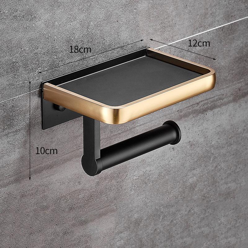 

Black/White Aluminum Bathroom Paper Towel Holder Black Gold Toilet Roll Holder Mobile Phone Holder Toilet Paper Storage Rack