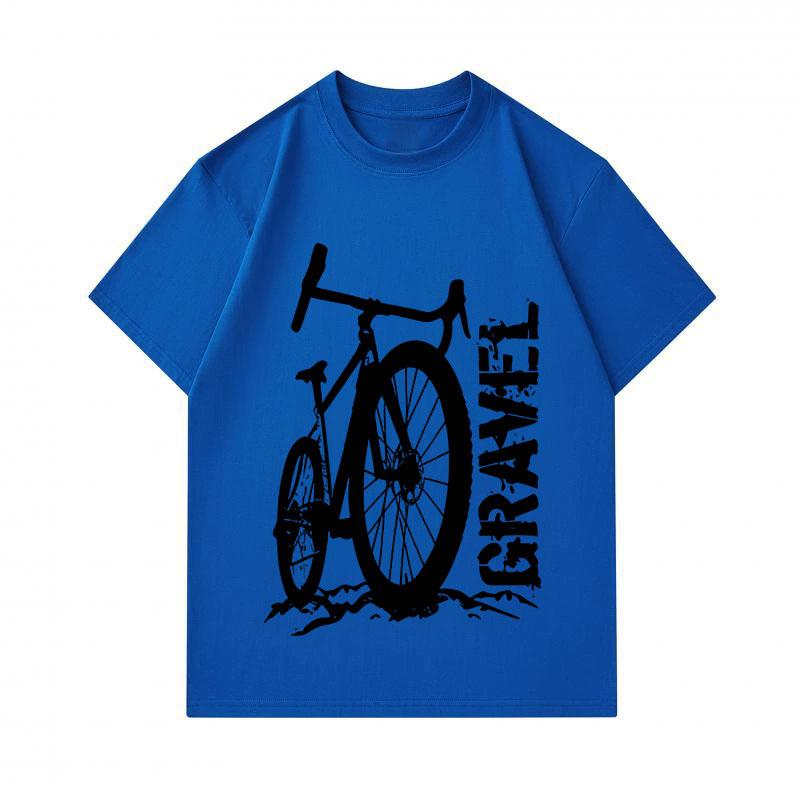 Men's 100% Cotton Crew Neck Short Sleeve T-Shirt, Vintage Gravel Bike Printed Casual Tee, Comfortable Breathable Daily Wear Top For Bicycle Cycling En