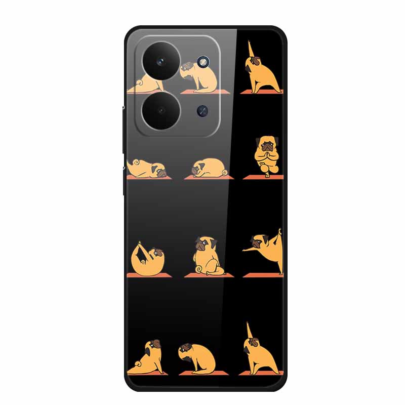 Glas-Rückseite für Redmi 15C 4G Hülle 15 C Niedliche Cartoon-Hülle aus hartem gehärtetem Glas mit weichem Stoßfänger für Redmi 15C Hüllen Coques Fundas