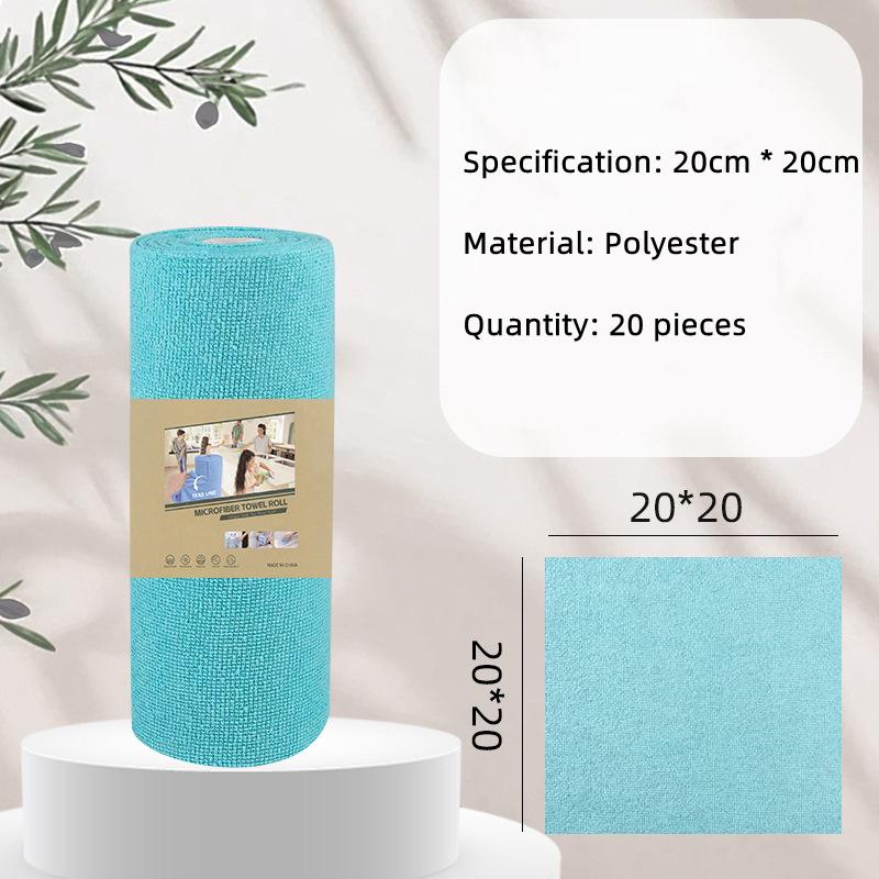 20Pcs/Roll Tear-Off Microfiber Cleaning Cloth Roll, Reusable Kitchen Dish Towels, Greaseproof Quick Drying Cleaning Rags