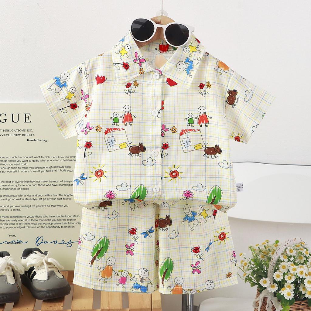 Children's Short-sleeved Short Pants And Shirt Set - Summer Boys' Casual Outfit