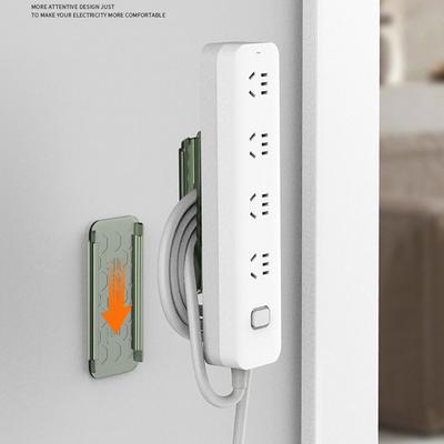 2in1 Socket Holder Organizer Wall-Mounted Punch Free Cable Organizer Self-Adhesive Seamless Power Strip Holder Gadget Home Decor
