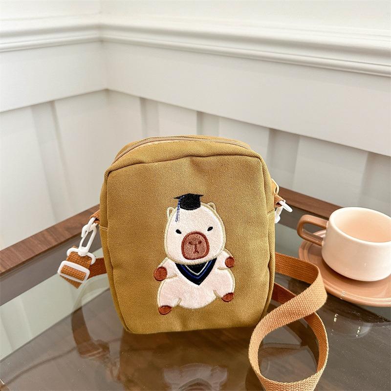 Cartoon Cute Commuter Diagonal Span Bag Canvas Bag Bag Shoulder Crossbody Bag Capybara Bag Small Square Bag