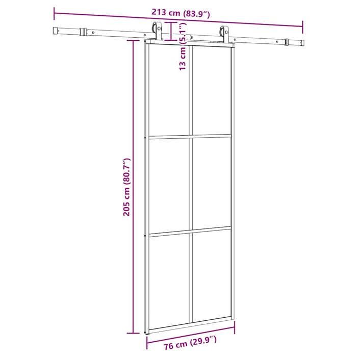 VidaXL Porte coulissante kit de quincaillerie noir 76x205 cm verre ESG, porte intérieure, porte de grange intérieure, porte 3375924