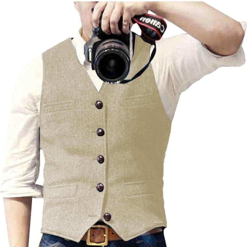 Chaleco de Hombre Espiga Estilo Británico Casual de Negocios Ligero