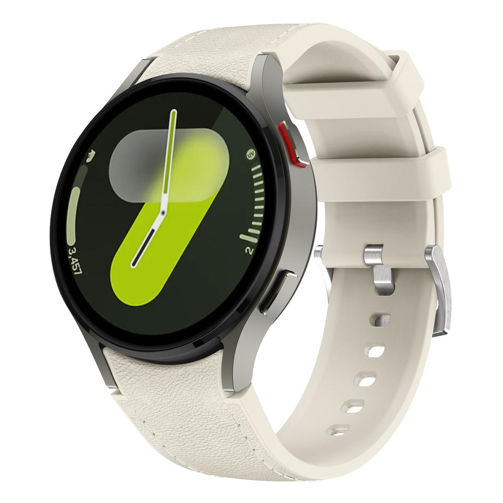 No Gap Silicone+Leather Strap for Samsung Galaxy Watch 7 6 5 4 FE 40mm 44mm Bracelet Wristband Watch 6 4 Classic 43/47mm 42/46mm