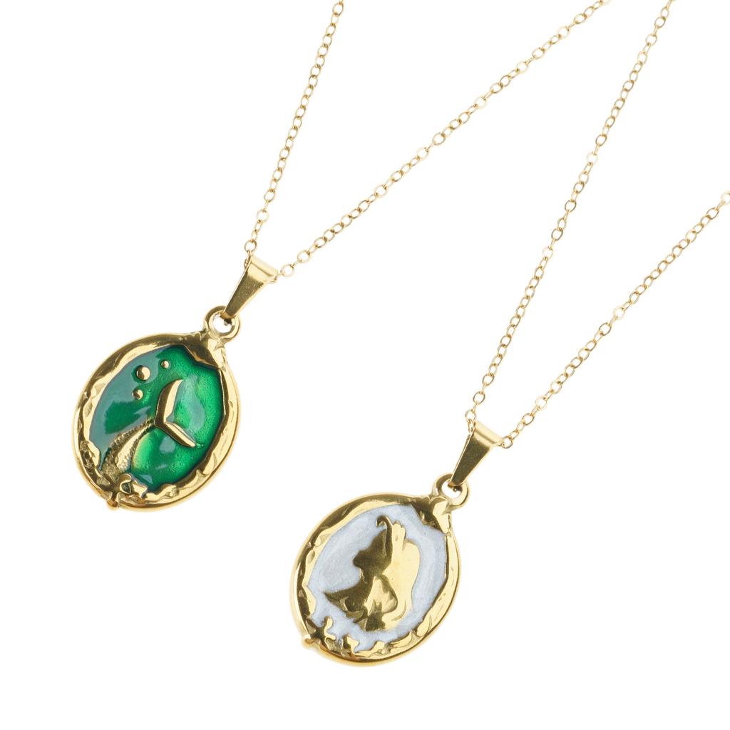 Double Sided Mermaids Princess Pendant Necklace Luxurious Sweater Chain for Women and Girls Handmade Jewelry Gift