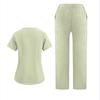 Ladies' Loose And Comfortable V-neck Short Sleeved Workwear With Multiple Pockets Suit Set