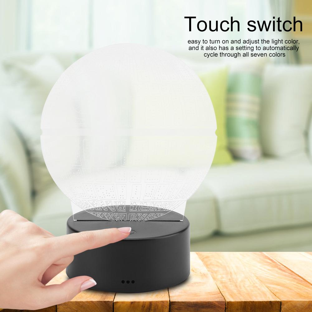 Night Light ABS Base Holder Planet Pattern Lamp Touch Switch (Black Without Remote Control)