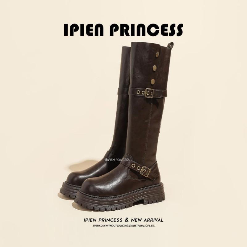 2025 New Women's British Style Martin Boots - Brown Retro Mid-Calf, Perfect for Early Autumn with Skirts