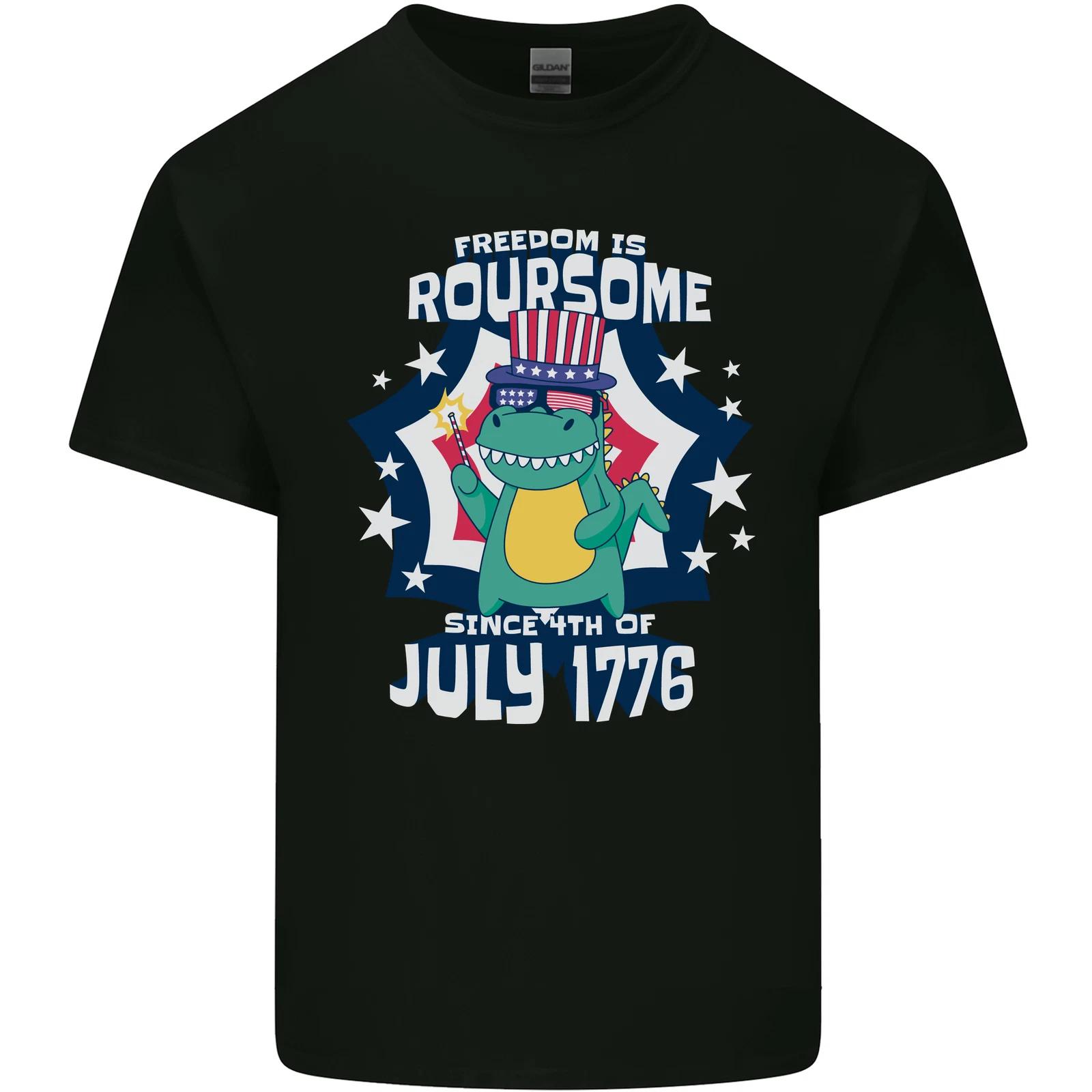 

T-Rex American Independence Day July 4th Funny Kids T-Shirt Childrens S