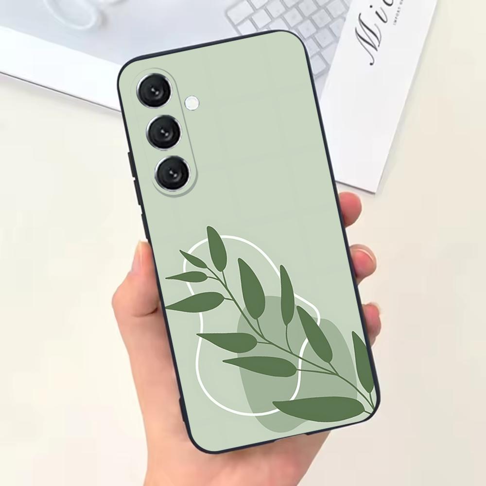 Aesthetic Sage Green Phone Case For Samsung Galaxy A13,A21s,A22,A31,A32,A52,A53,A71,A80,Soft Black Shell