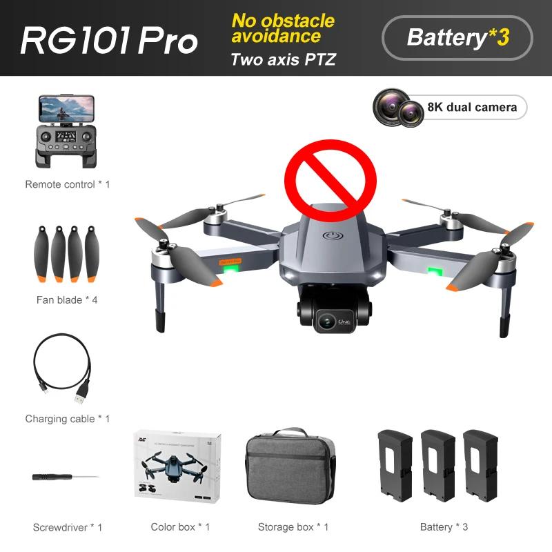 RG101 PRO Drone GPS 2-Assige Gimbal Professionele Drone met HD Camera WIFI FPV Borstelloze Quadcopter Obstakel Vermijding Afstandsbediening Speelgoed Without OAS-3B