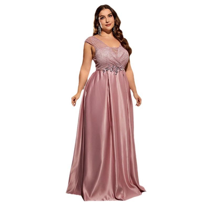 Plus Size Solid Color Sexy Long Evening Dress for Birthday Party