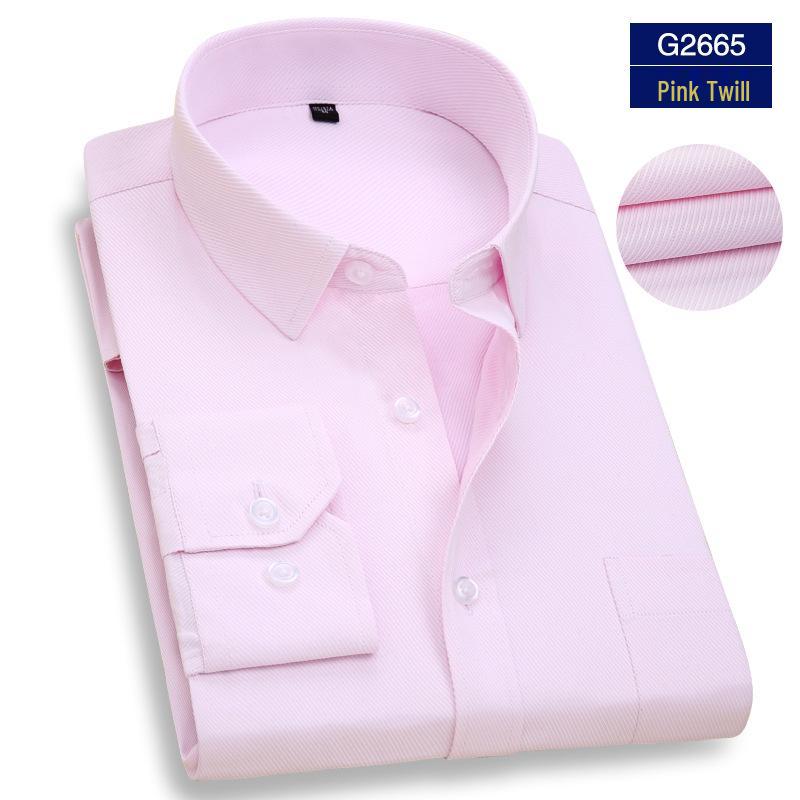 Herre Profesjonell Langermet Hvit Businessskjorte med Brodert Logo, Rynkefri.