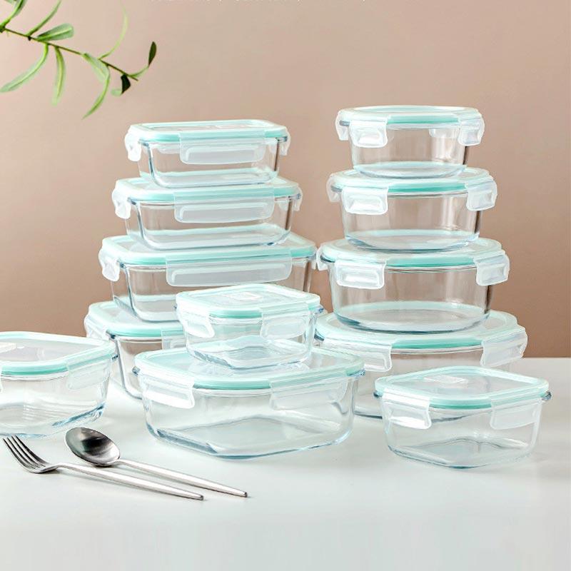 High Borosilicate Glass Lunch Box Portable Food Container Sealed Fresh-Keeping Box Microwave Oven Heating Freezer Food Bento Box