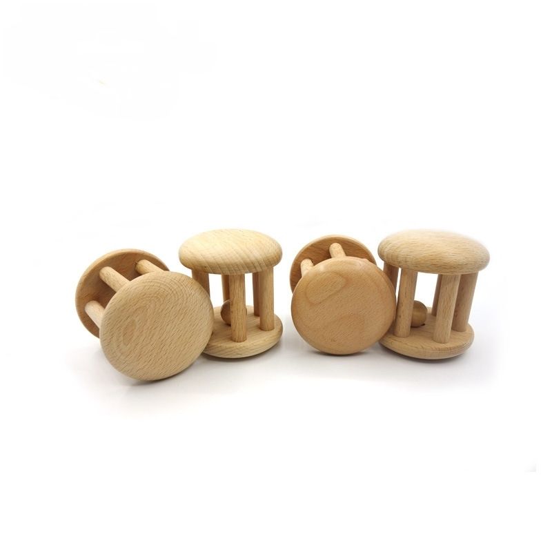 Baby0-6-1Biteable Handbell Cage Bell Cartoon Original Wooden Children's Early Childhood Education Orff Musical