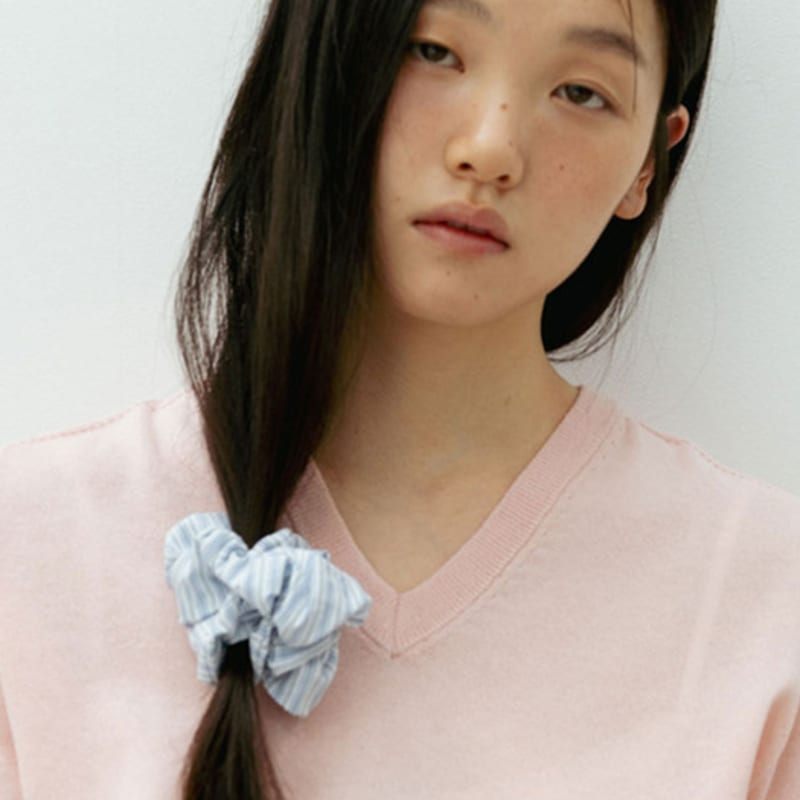 THE RYE Cotton Stripe Scrunchie M(Blue)