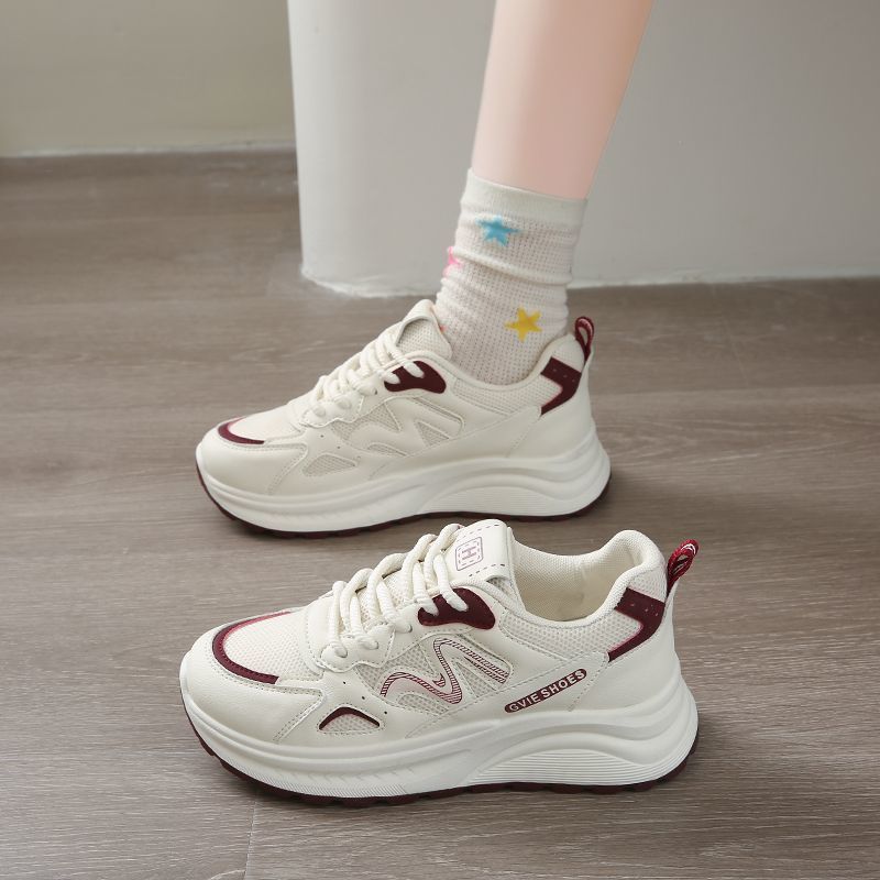Sneakers women's 2025 summer new platform dad shoes women's mesh white shoes versatile student height-increasing running shoes