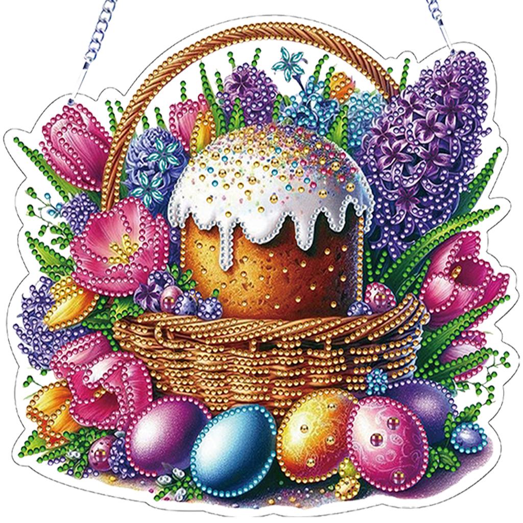 Easter 2D Flat DIY Hanging Diamond Art Kits Special Shape Rhinestone Diamond Art Window Pendants Wall Decor for Home & Windows