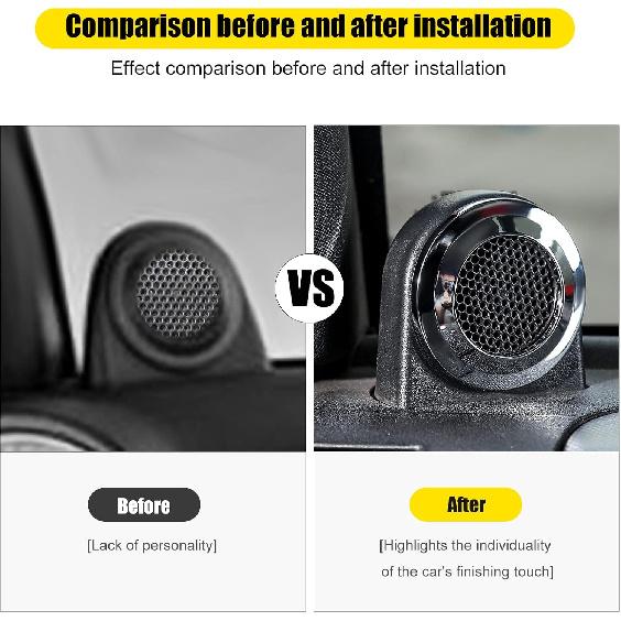 A-Pillar Speaker Cover Bezel Trim Interior Accessories for 2007-2014 Jeep Wrangler JK JKU (Chrome)