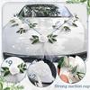 Just Married Car Decorations Kit Wedding Car Decor with Artificial White Roses Banner Flower Vine Tulle Ribbon Sign Stickers Getaway Car Accessories