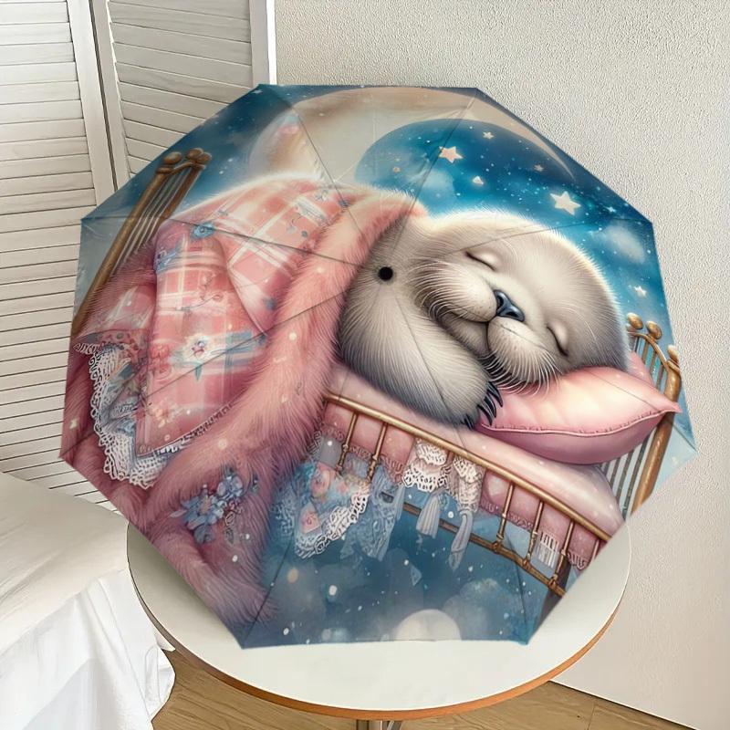 

1pc Sleepy Seal in Starry Bed Umbrella with Plastic Handle,Suitable for All Seasons Home Travel Outdoor UmbrellaDD825