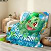 Custom Name,Bulbasaur Printed Flannel Blanket, soft throw for bedroom sofa, washable, Christmas present, great gift.