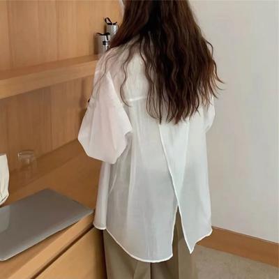 Design Inspired Slit Shirt for Women's Loose Casual Shirt