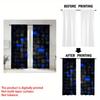 Blue Cube Door Curtains 2pcs   Lit Dark Cube Print Semi-Sheer Polyester Rod Pocket for Bedroom Living Office All-Season Decor