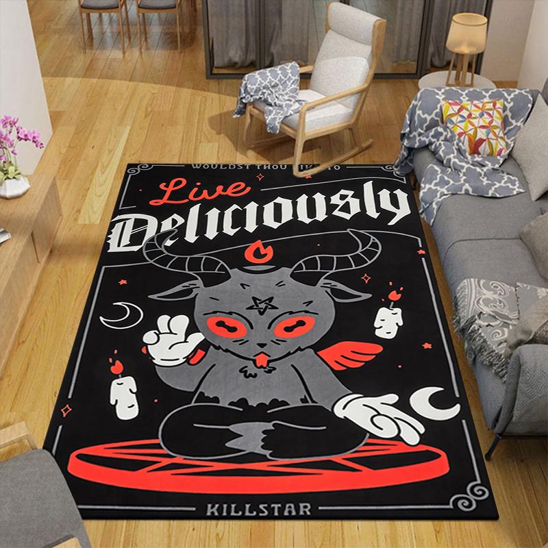 1Pc Live Deliciously Devil Rug Office Carpet Indoor Outdoor Doormat Nonslip Soft Comfortable Living Christmas Halloween Xmas Gift D92489