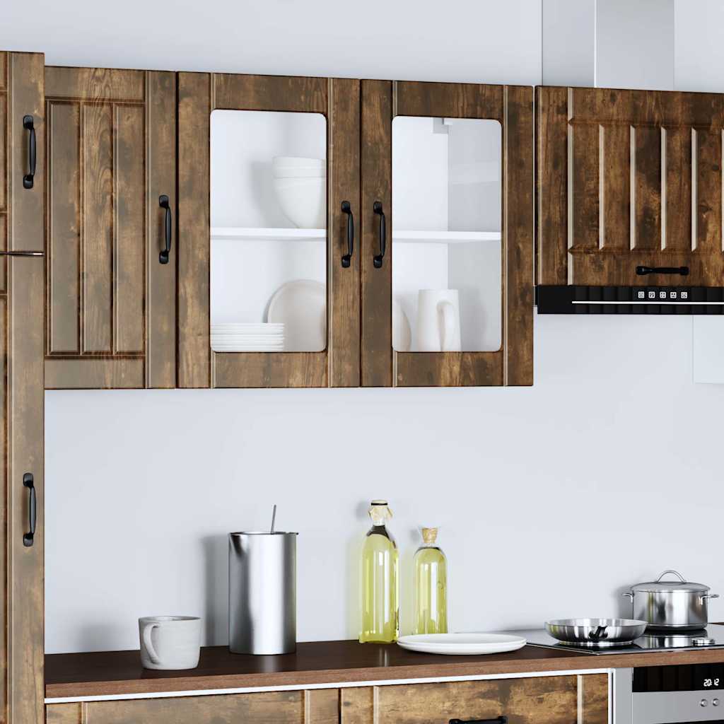Kitchen Wall Cabinet with Doors, Lucca, Smoked Oak