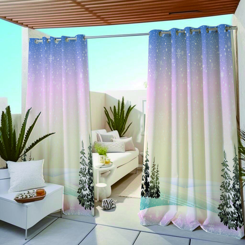 

1 шт. Уличные водонепроницаемые маслостойкие шторы, современные солнцезащитные шторы с изображением кокосовой пальмы и неба, занавески для гостиной W138X214H(cm) 1PC&Grommet top