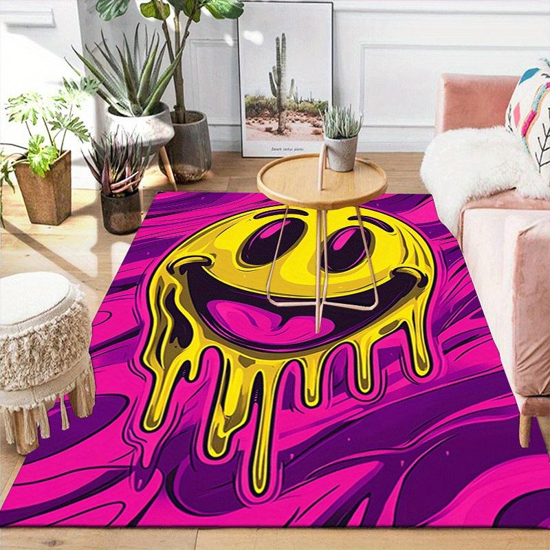 1pc Joyful Face Pattern Area Rug, Anti Slip Non Shedding Stain Resistant Carpet