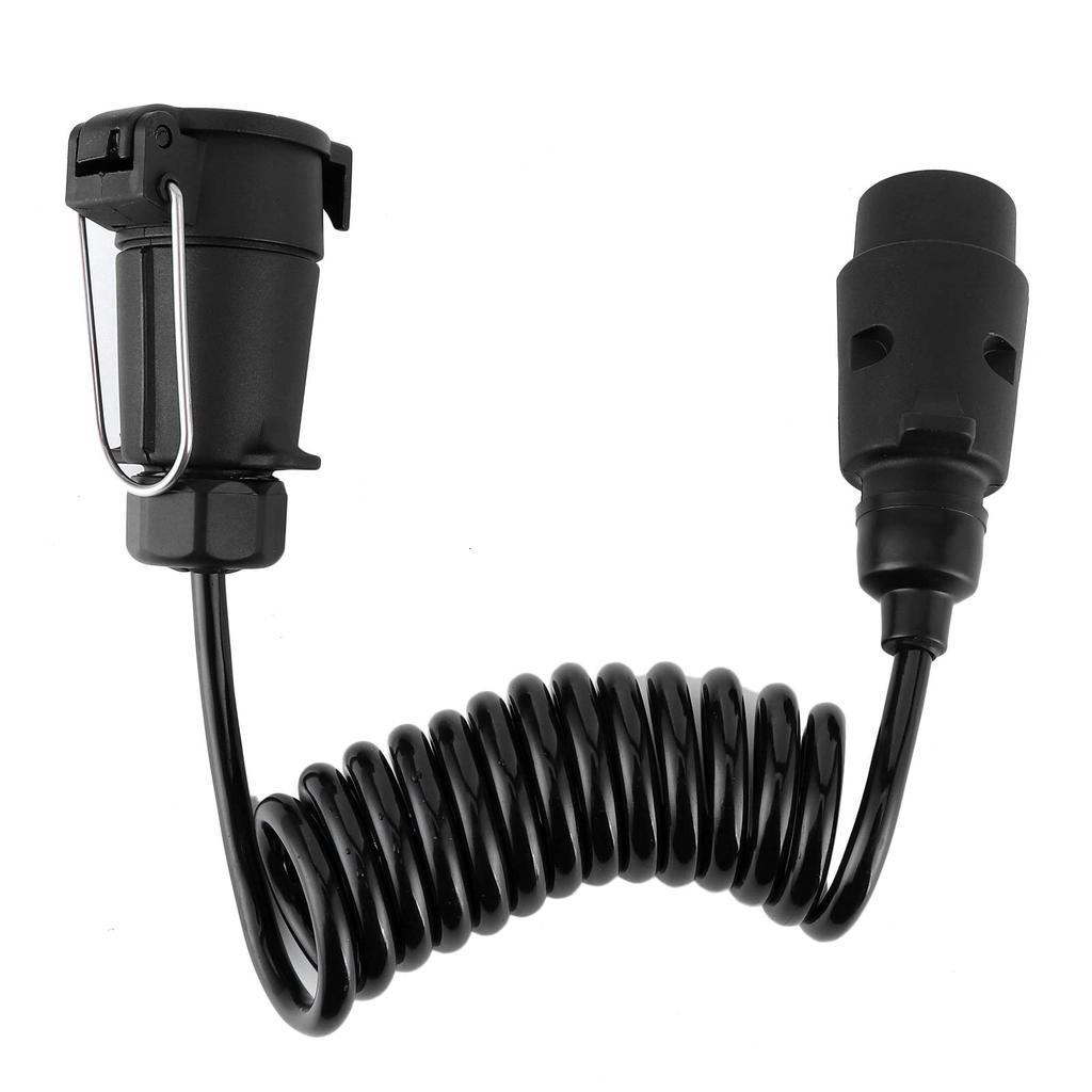Caravan Spring Cable, 2m Cable Spring Cord 7 Pin Trailer Extension Trailer Plug Socket