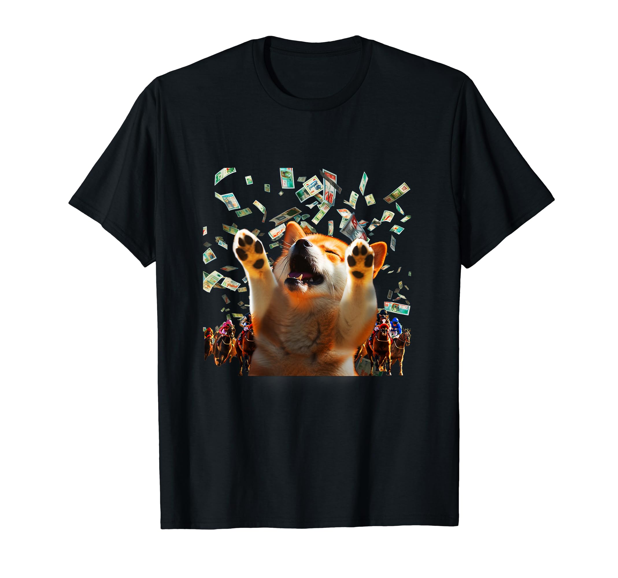 

Horse Racing T-Shirt, Funny T-Shirt, Shiba Inu, Horse Racing, Horse Riding, Horse Racing, Men s, Funny Merchandise, Adult Men s T-Shirt