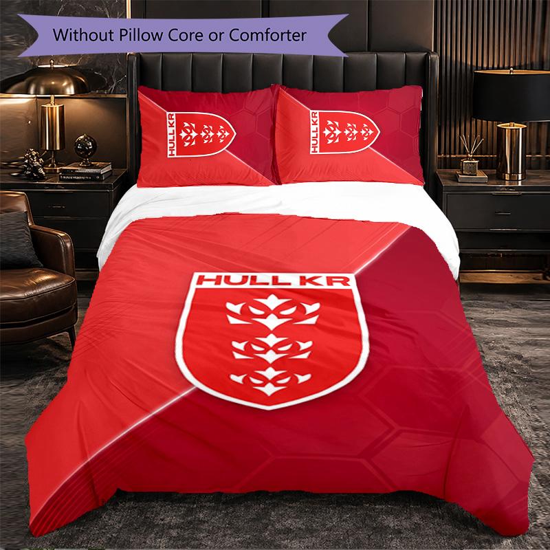 Set Biancheria da Letto 3 Pezzi in Microfibra con Motivo Hull KR Decorazione Copripiumino per Camera da Letto Uso Domestico