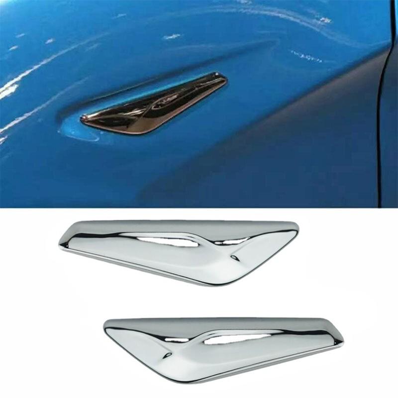 Pair Chrome Front Left+Right Side Fender Trim Finisher For BMW X3 X4 F25 F26