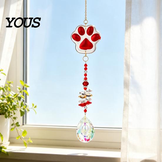 Exquisite Craftsmanship Wind Chime Crystal Cat Paw Chimes, Suncatchers for Windows Hanging, Rainbow Light Prism Maker Indoor Outdoor Home Garden Decor