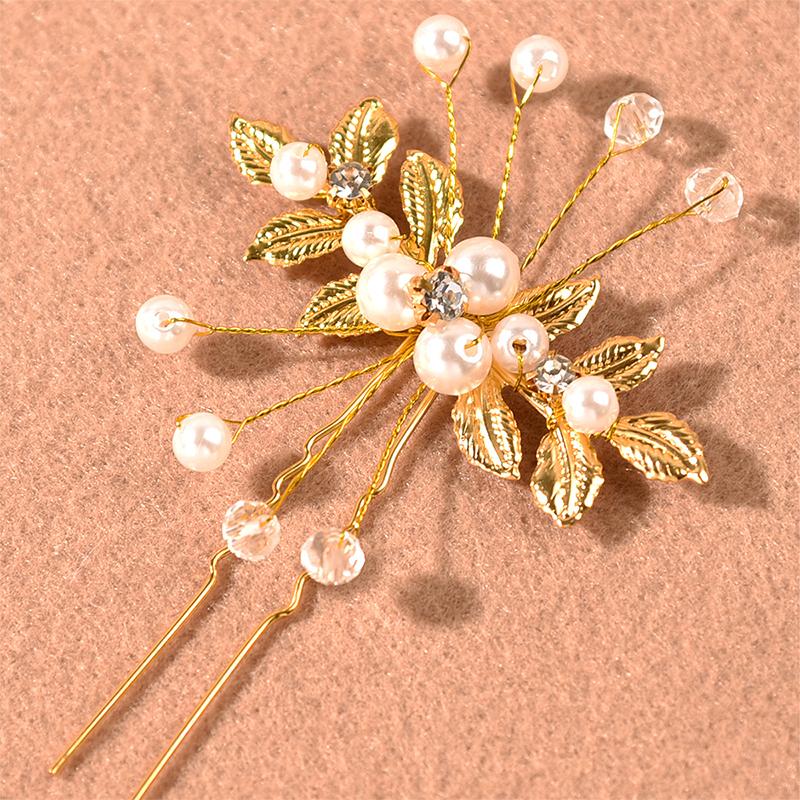 Fashion U-shaped Hairpin Hair Clips Leaf Pearl Hair Bridal Headwear Wedding Jewelry Hair Accessories