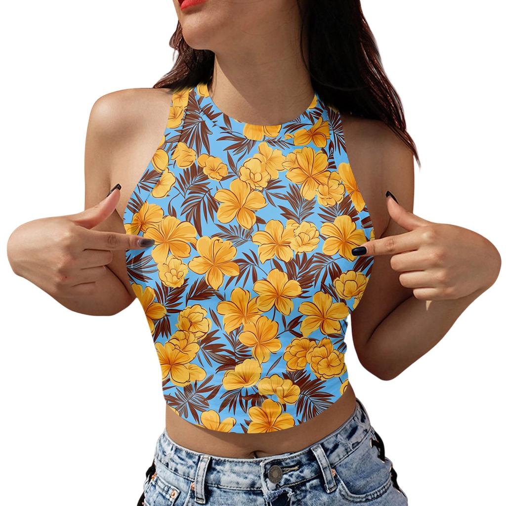 Women's Fashion Hawaii Print Sleeveless Base Tank Top