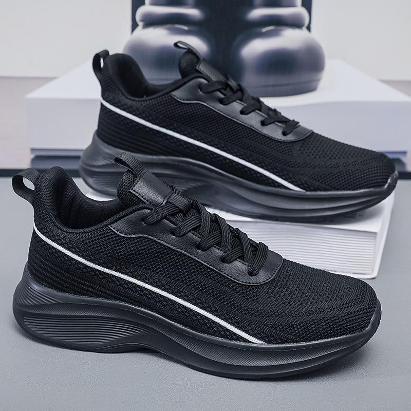 Men's large size 50 running sports shoes Men's foreign trade ultra-light shock-absorbing breathable fly-woven casual shoes manufacturer